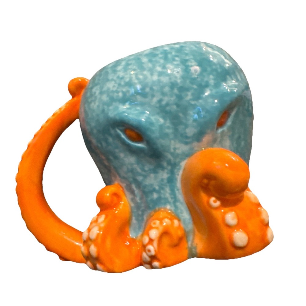 Octopus‎ Kraken Tiki Mug Stoneware Design Bar Conic Cocktail Ceramic Cup Orange